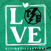 Load image into Gallery viewer, Thunder Extreme: "LOVE" Green Tee or Sweatshirt
