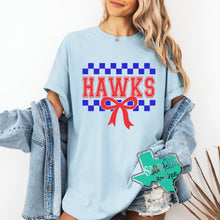 Load image into Gallery viewer, ARGYLE REDHAWKS: Hawks 2 Tone Checkered Bow Tees-Chambray