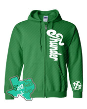 Load image into Gallery viewer, Thunder Extreme: "Thunder with Logo Accent" Green Full Zip Sweatshirt