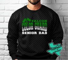 Load image into Gallery viewer, LDHS FALCONS: COLOR GUARD Color Guard Senior DAD Black Tee or Sweatshirt