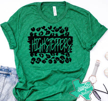 Load image into Gallery viewer, LDHS FALCONS: HIGHSTEPPERS Leopard Script-Green