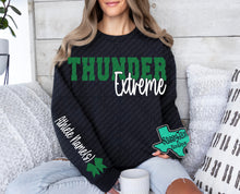 Load image into Gallery viewer, Thunder Extreme: "Oversize Thunder Extreme with Name Accent" Black Sweatshirt