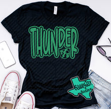 Load image into Gallery viewer, Thunder Extreme: "THUNDER with Logo Insert" Black Tees