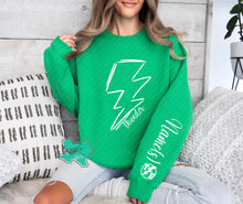 Load image into Gallery viewer, Thunder Extreme: "Bolt with Logo and Name Accent" Green Crews or Hoodies
