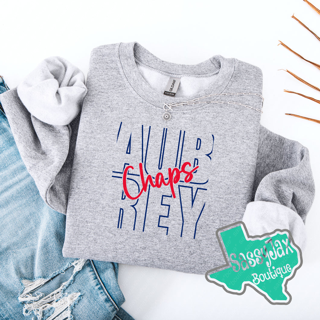 'Aubrey Hollow Block Chaps Script'  Crewneck Sweatshirt-Grey