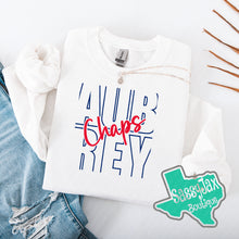 Load image into Gallery viewer, &#39;Aubrey Hollow Block Chaps Script&#39;  Crewneck Sweatshirt-White
