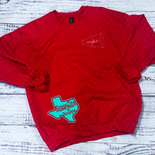 Load image into Gallery viewer, ARGYLE EAGLES: CHEER Eagles Megaphone Sweatshirt-Red
