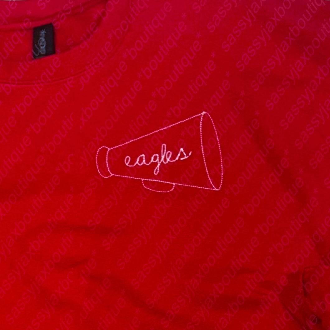 ARGYLE EAGLES: CHEER Eagles Megaphone Sweatshirt-Red