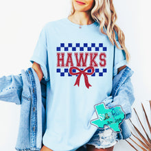 Load image into Gallery viewer, ARGYLE REDHAWKS: Hawks 2 Tone Checkered Bow Tees-Chambray
