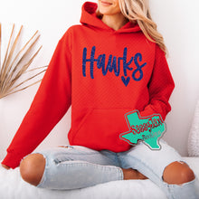 Load image into Gallery viewer, ARGYLE REDHAWKS: Hawks script with heart Hoodie-Red
