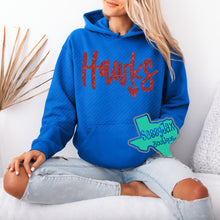 Load image into Gallery viewer, ARGYLE REDHAWKS: Hawks script with heart Hoodie-Royal
