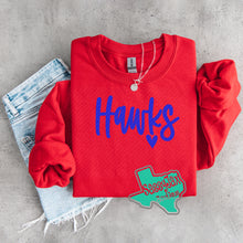 Load image into Gallery viewer, ARGYLE REDHAWKS: Hawks script with heart Crews-Red
