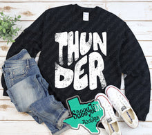 Load image into Gallery viewer, Thunder Extreme: &quot;Stacked Thunder&quot; Black Tee or Sweatshirt
