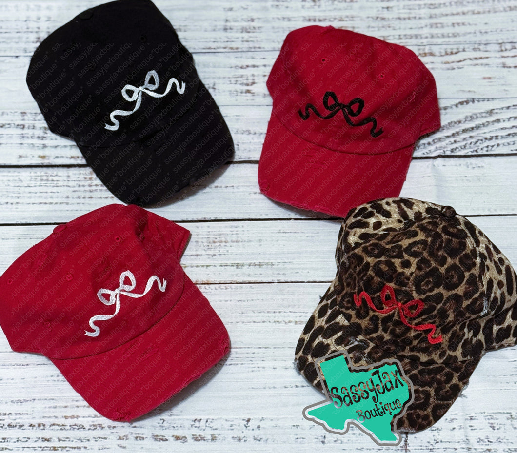 TEXAS STORM: Embroidered Bow Distressed Cap