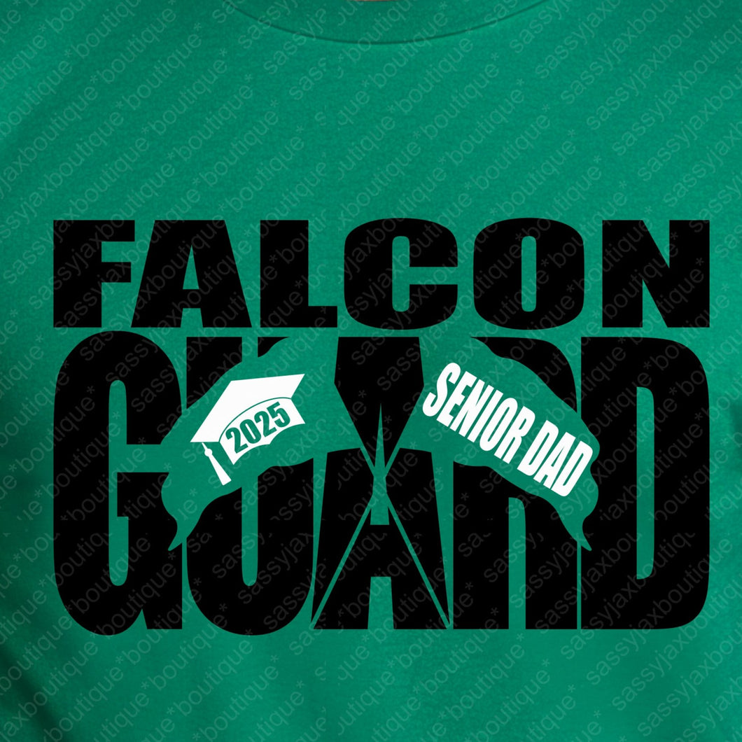 COLOR GUARD Falcon Guard Senior DAD Green Tee or Sweatshirt