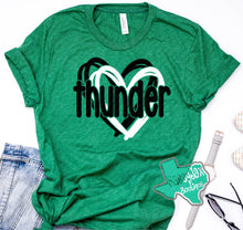 Load image into Gallery viewer, Thunder Extreme: "Thunder Double Heart" Green Tee or Sweatshirt
